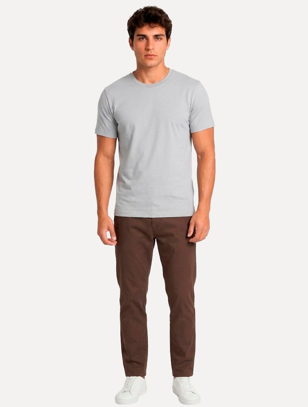 Camiseta Aramis Masculina Basic Lisa Mono Logo Cinza Claro