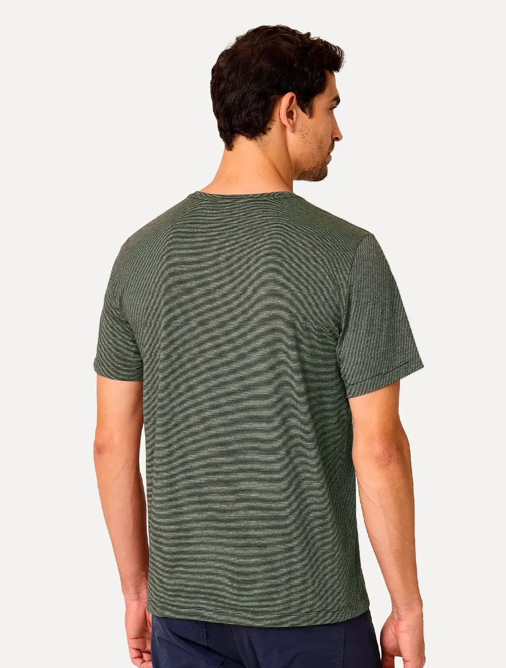Camiseta Dudalina Masculina Crewneck Listrada Verde
