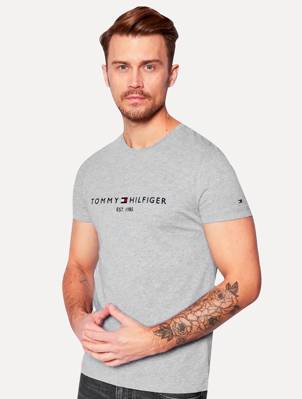 Kit Camisetas Tommy Hilfiger | Masculina Core Logo Tee Cinza/Preta