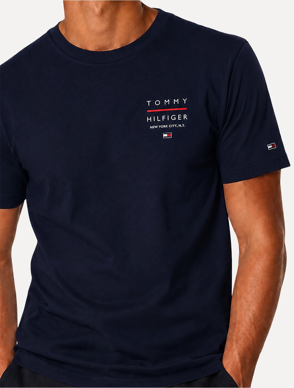 Camiseta Tommy Hilfiger Masculina Regular Logo Brand Love RWB Azul Marinho