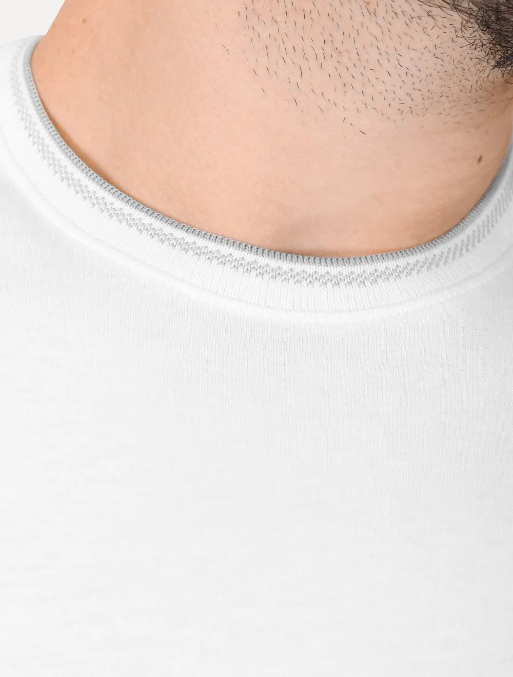 Camiseta Aramis Masculina Grey Friso Gola Branca