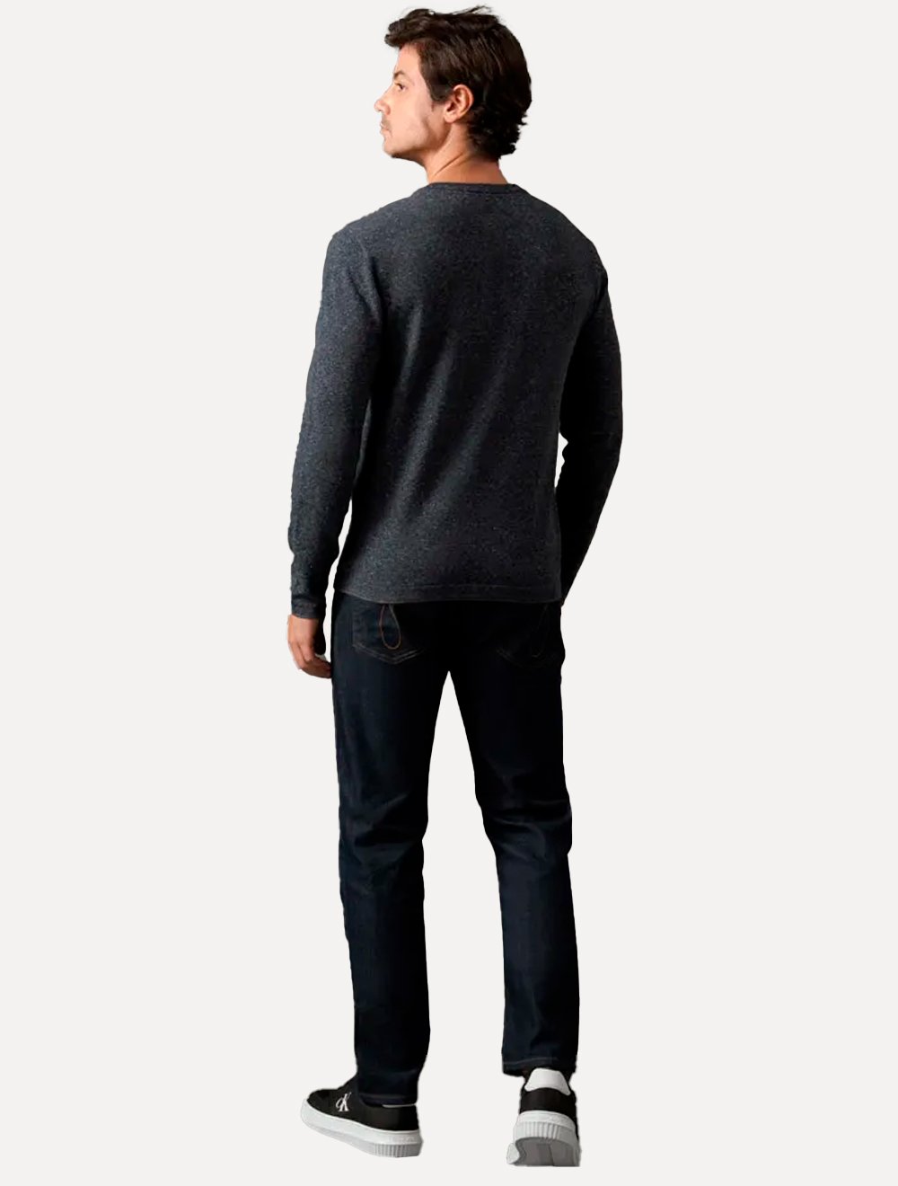 Suéter Calvin Klein Jeans Masculino Tricot Gola Careca com Logo Preto