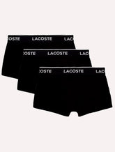 Cueca Lacoste Trunk Boxer Lettered Waist Preta Pack 3UN