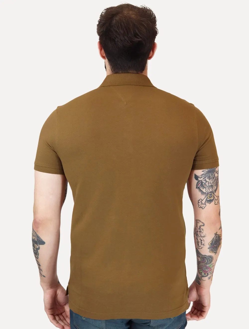 Polo Tommy Hilfiger Masculina Slim Piquet 1985 Marrom