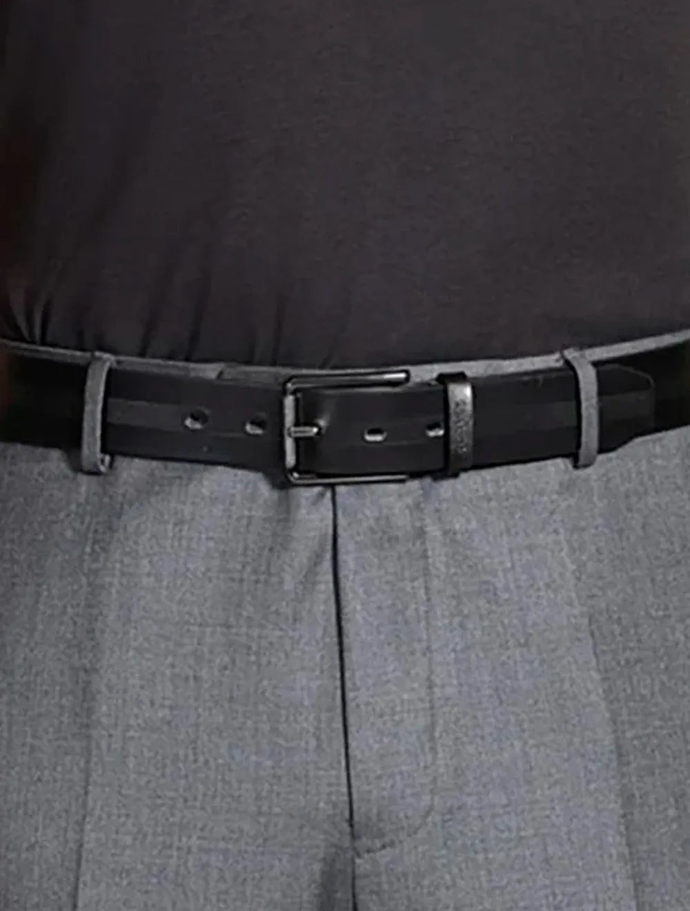 Cinto Aramis Masculino Basico Couro Pinstripe Preto