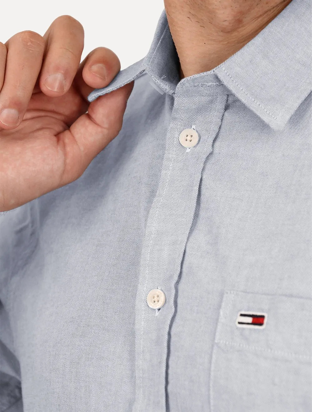 Camisa Tommy Jeans Masculina Regular Classic Oxford Pocket Azul Escuro