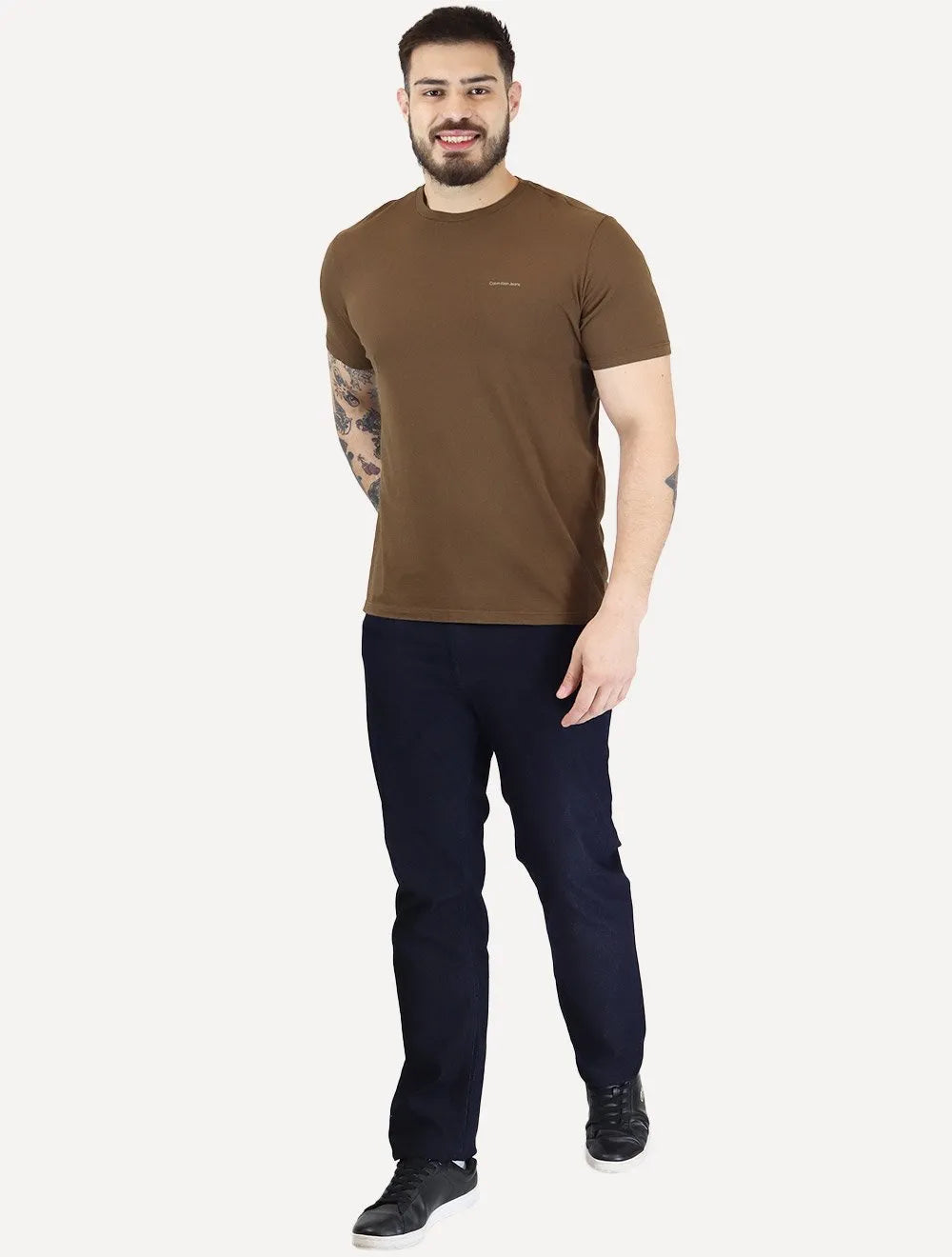 Camiseta Calvin Klein Jeans Masculina Light New Logo Marrom