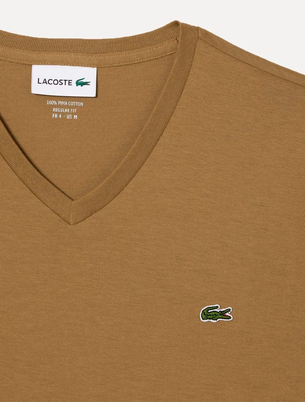 Camiseta Lacoste Masculina Jersey Pima Cotton Gola V Caqui
