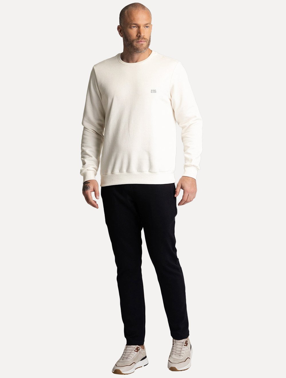 Blusão King & Joe Masculino Moletom Crewneck Logo Peito Off White