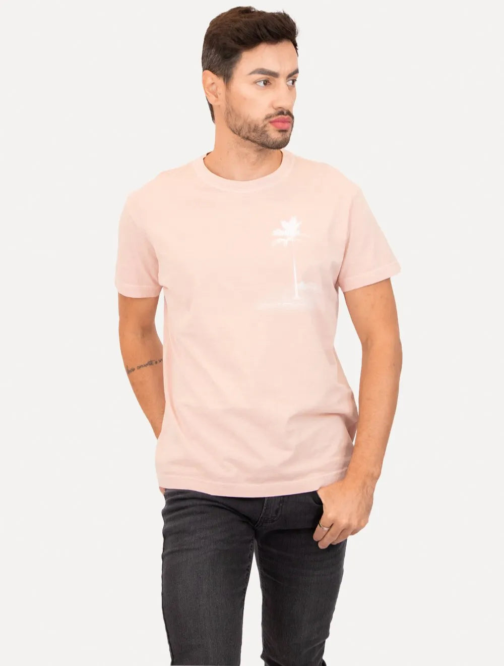 Camiseta Osklen Masculina Regular Stone Rio Postcard Rosa Claro