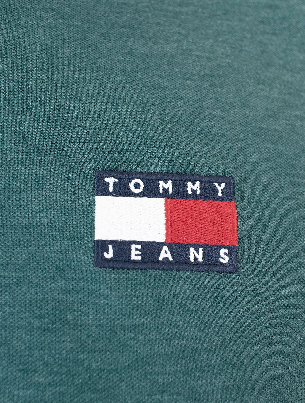 Polo Tommy Jeans Masculina Regular Heather XS Badge Verde Mescla