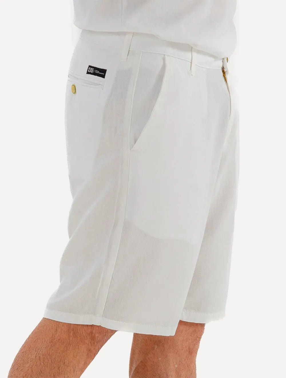Bermuda King & Joe Linho Masculina Slim Faca Off-White
