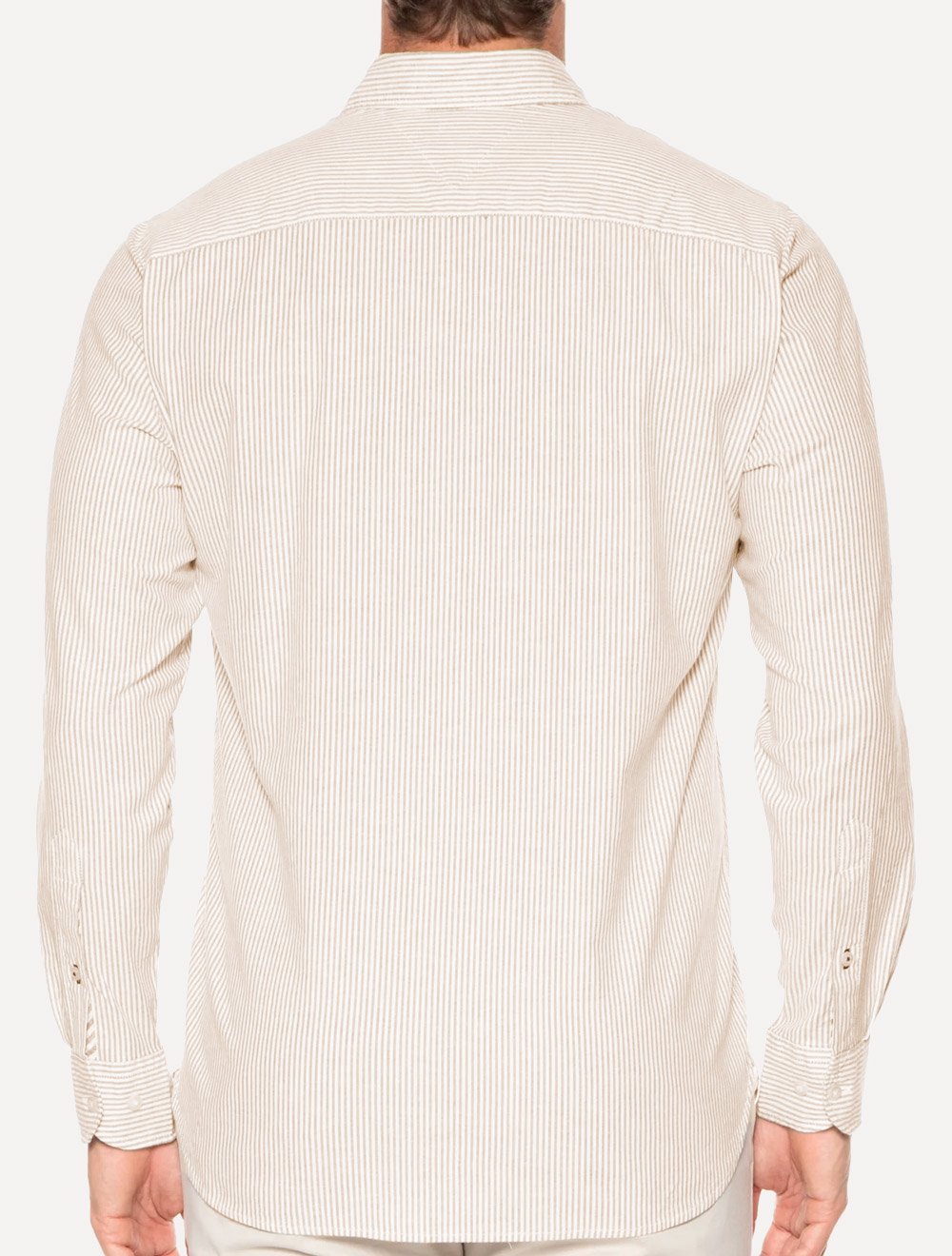 Camisa Tommy Hilfiger Masculina Regular Oxford Striped Cáqui