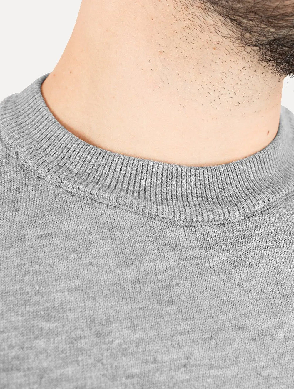 Suéter Masculino Crewneck Tricot Liso Cinza Mescla