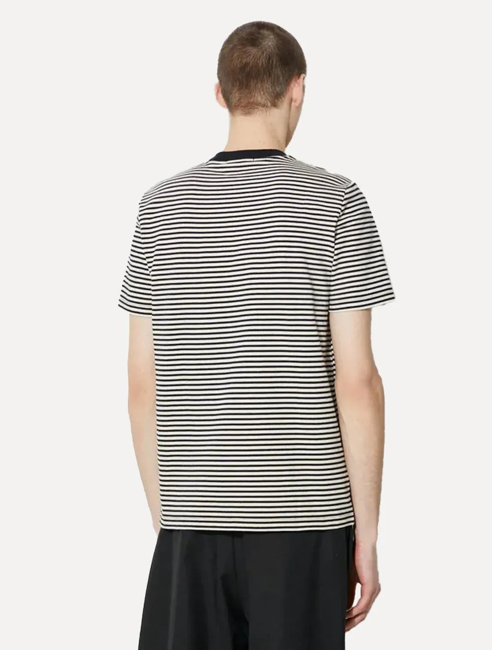 Camiseta Fred Perry Masculina Fine Stripe Heavy Weight Tee Preta/Caqui