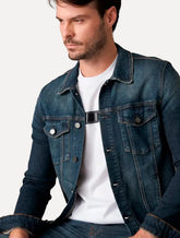 Jaqueta Calvin Klein Trucker Stoned Denim Azul Escuro