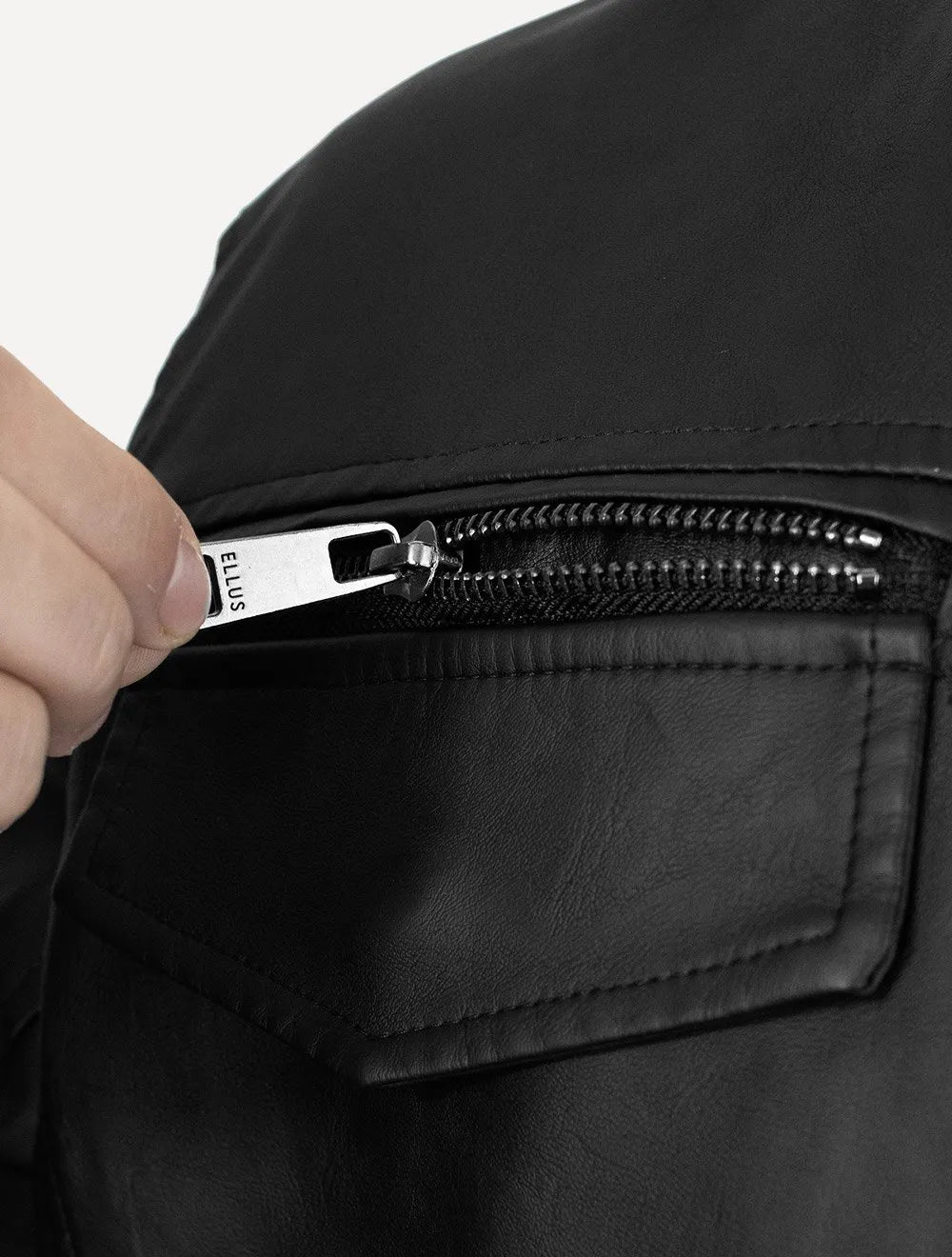 Jaqueta Ellus Masculina Vegan Leather Bomber Zip Preta
