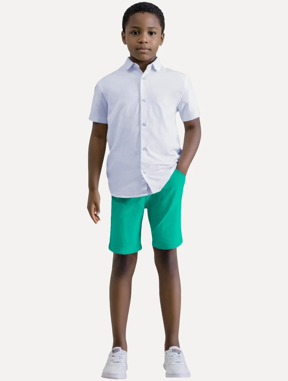 Bermuda Reserva Infantil Sarja Alfaiataria Verde Bandeira