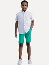 Bermuda Reserva Infantil Sarja Alfaiataria Verde Bandeira