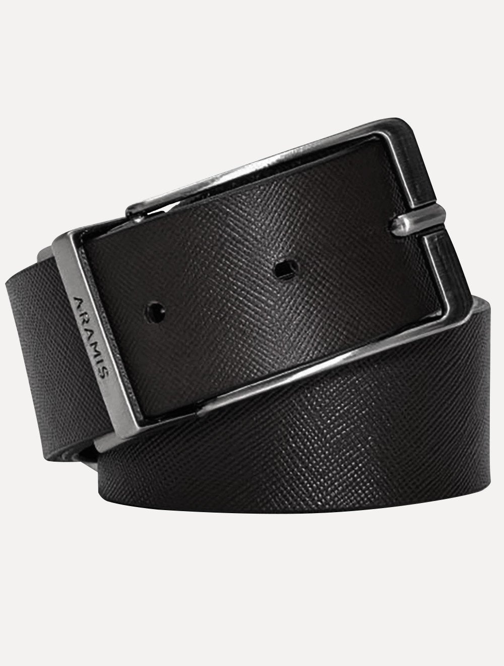 Cinto Aramis Masculino Dupla Face Couro Saffiano Sun Café / Preto
