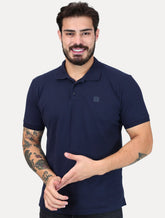 Polo K&J Black Masculina Premium Flex Slim Azul Marinho