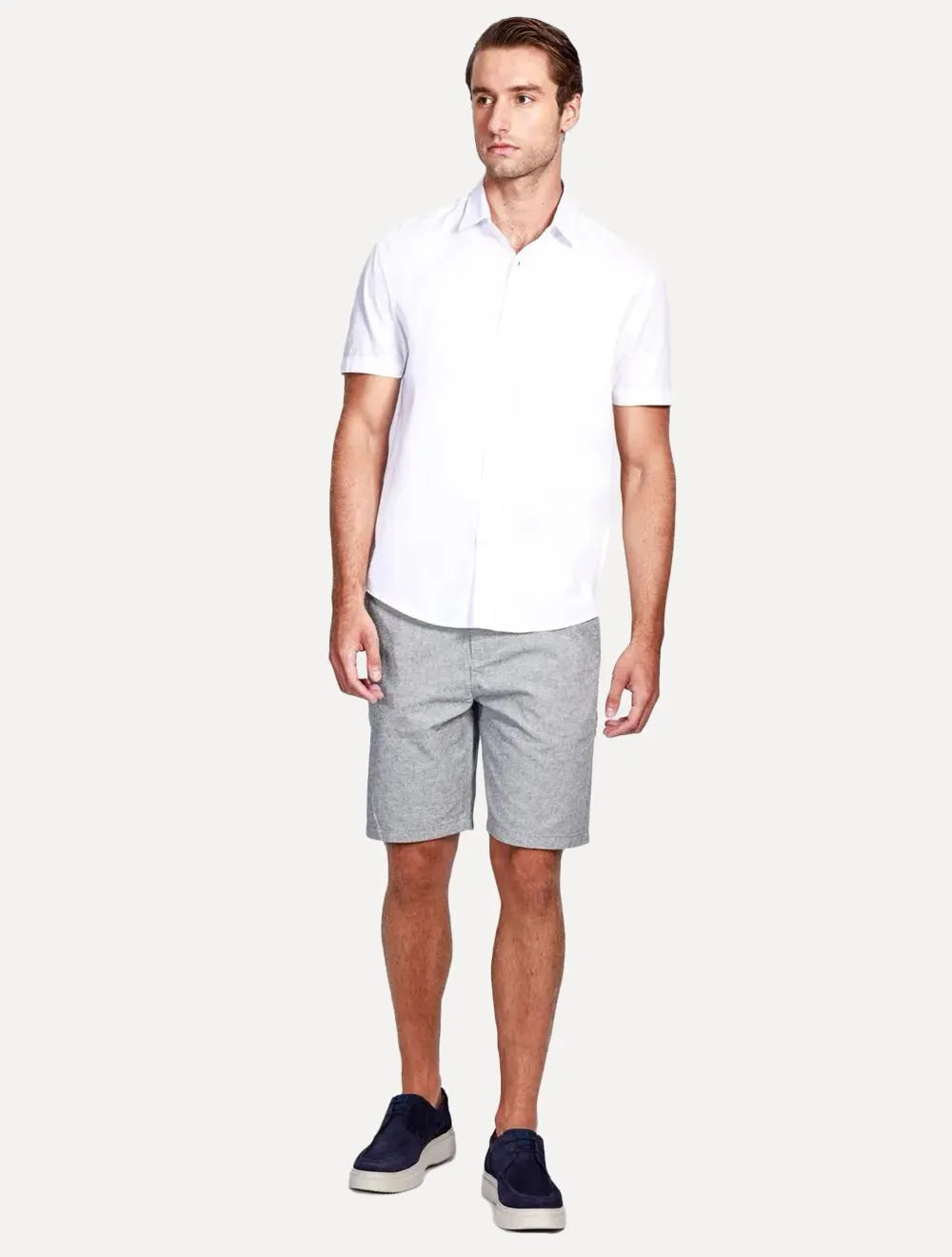 Camisa Aramis Masculina Manga Curta Regular Algodão Mescla Lotte Branca