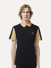 Polo Lacoste Masculina Piquet Cotton Colorblock Preta