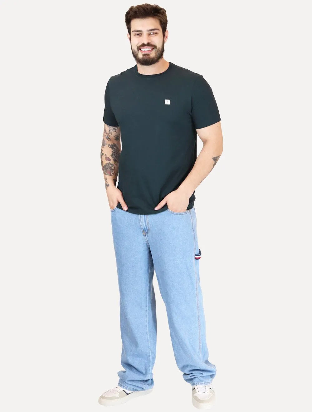 Camiseta Calvin Klein Jeans Masculina CK Embroidery Patch Azul Marinho