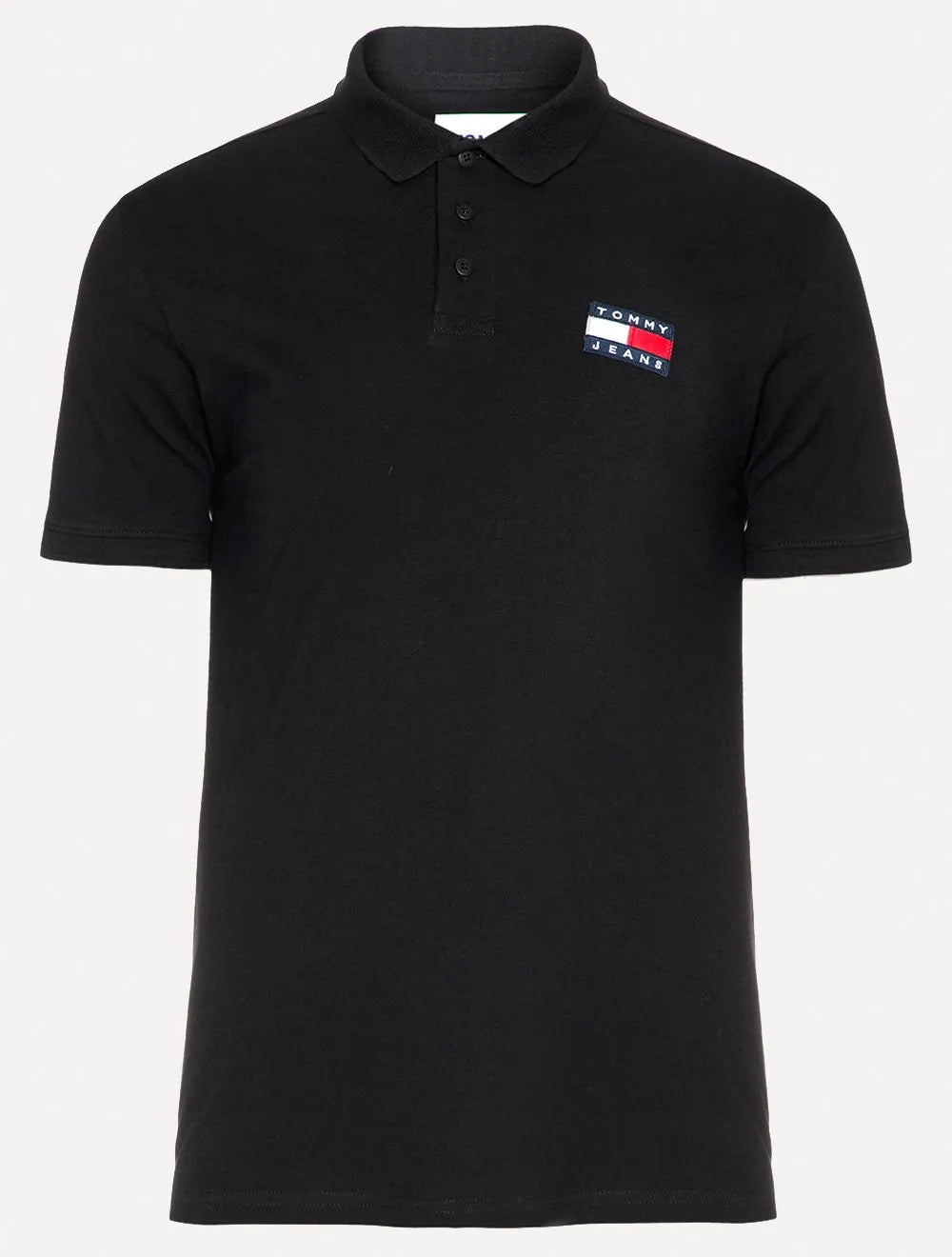 Polo Tommy Jeans Masculina Regular Classic Flag Badge Preta
