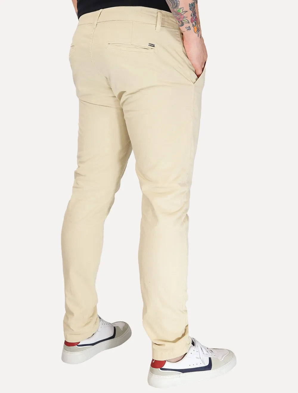 Calça Aramis Masculina Chino Slim Maquinetada Areia