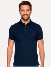 Polo Tommy Hilfiger Masculina Slim Piquet 1985 Azul Escuro