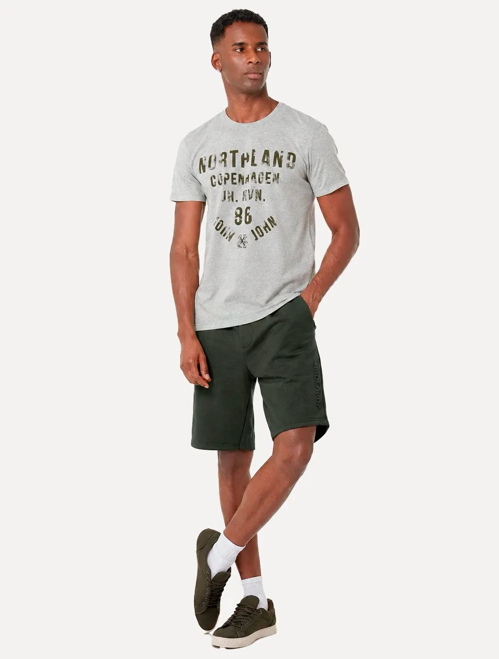 Bermuda John John Masculina Moletom Embossed Logo Verde Militar