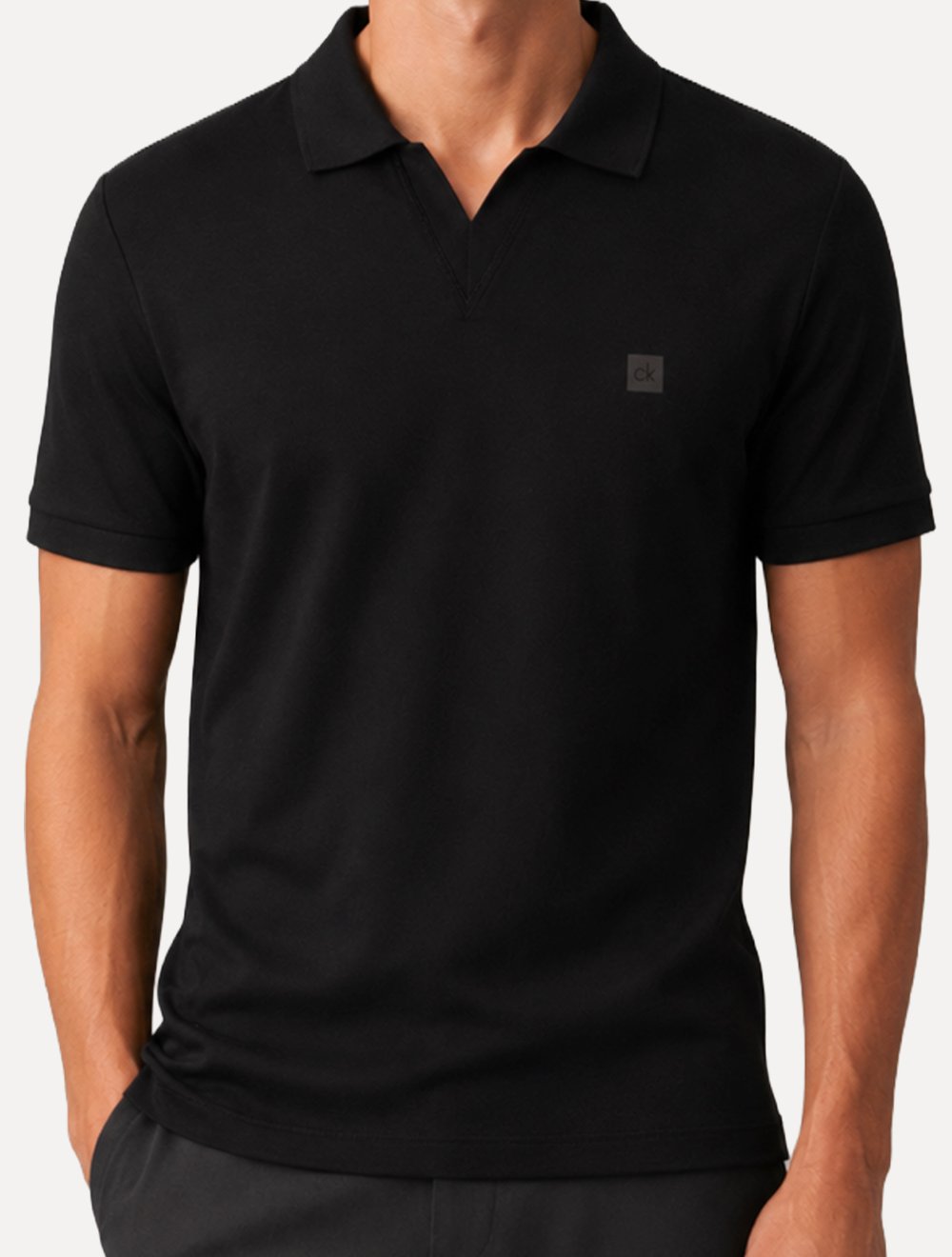 Polo Calvin Klein Gola Sport Suedine Preta
