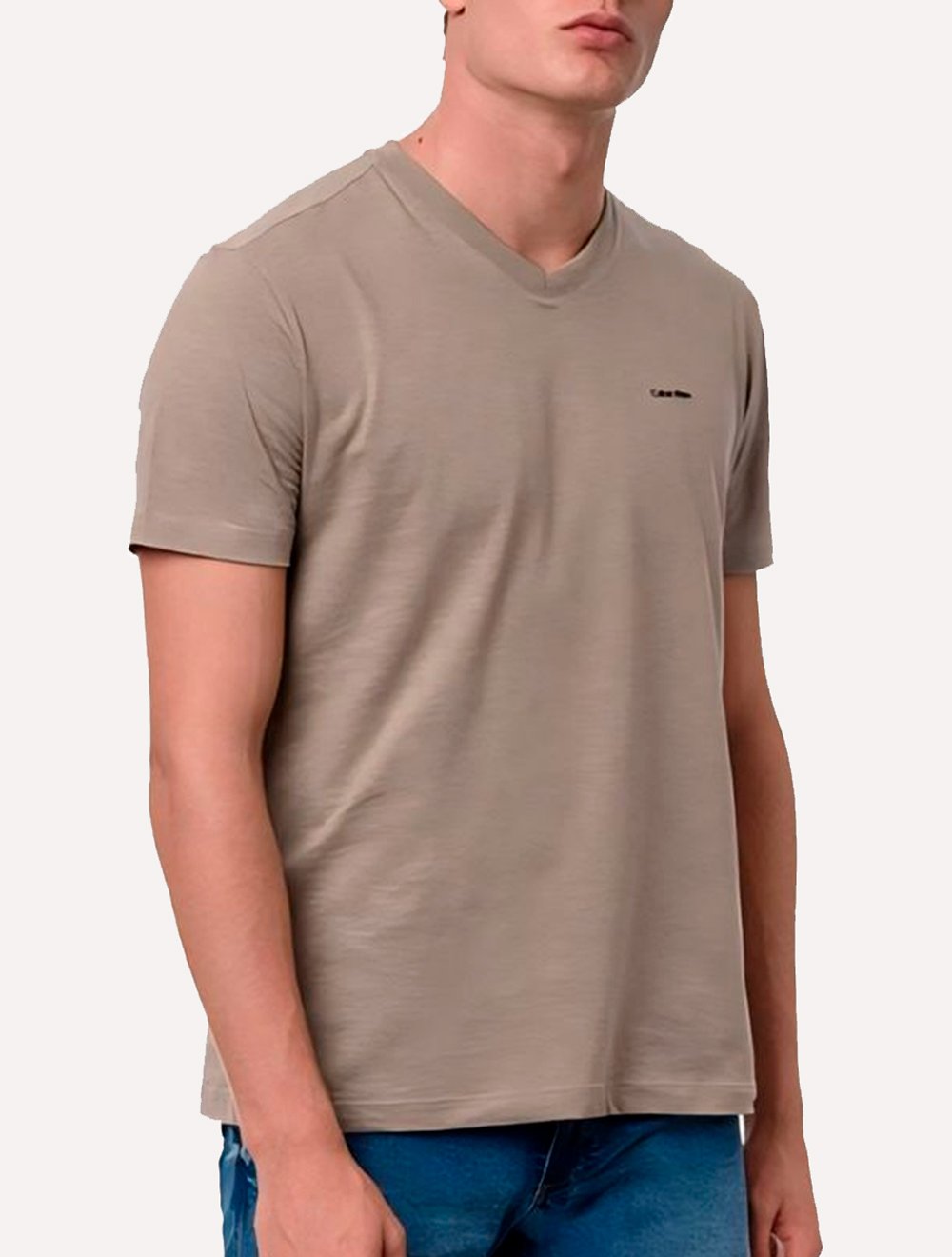 Camiseta Calvin Klein Masculina Flame New Logo Cáqui Mescla Claro