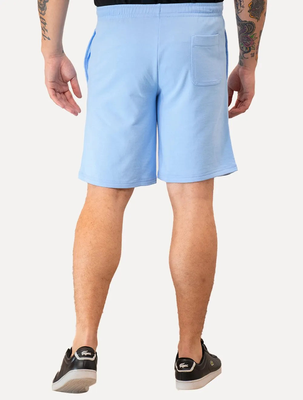 Bermuda Lacoste Moletom Masculina Logo Croco Azul Claro