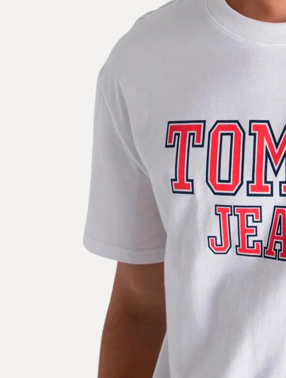 Camiseta Tommy Jeans Masculina Regular College Print Branca