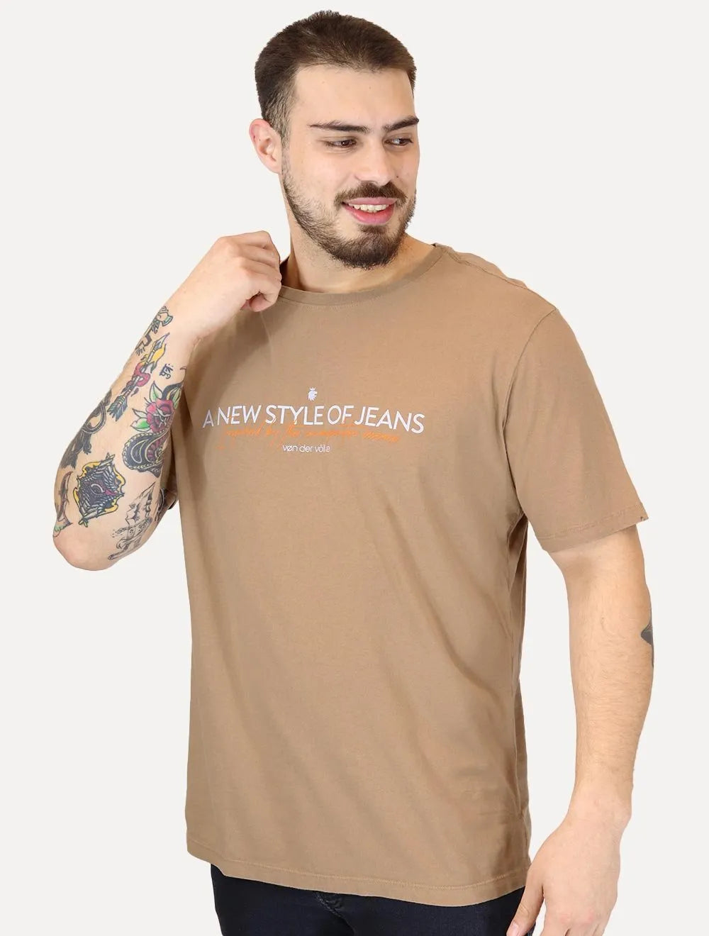 Camiseta Von der Volke Masculina Origineel New Style Cáqui