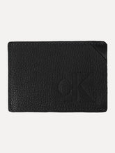 Carteira Calvin Klein Jeans Porta Cartão Couro Queima CK Preta