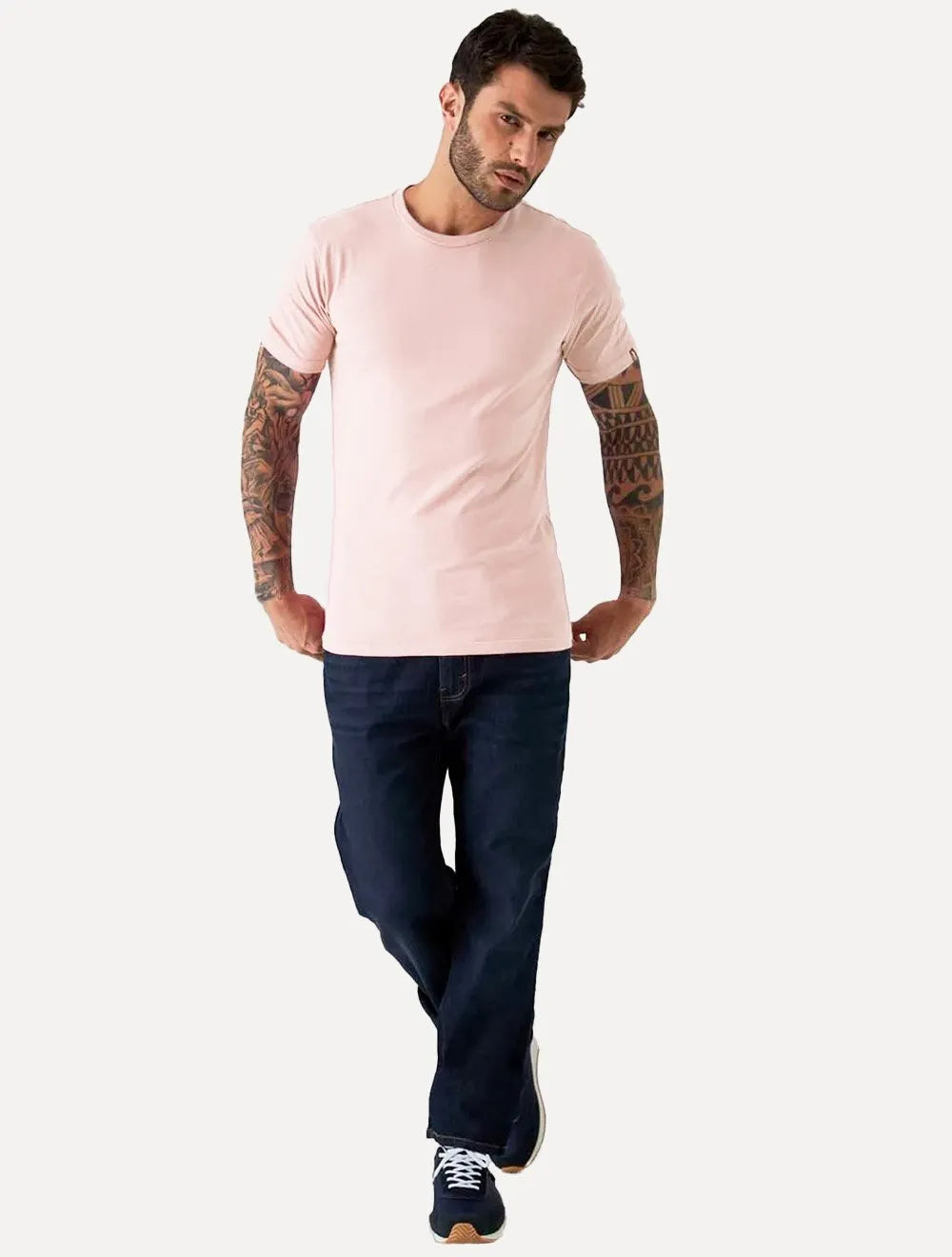 Camiseta Levis Masculina Slim Tab Sleeve Lisa Rosa Claro