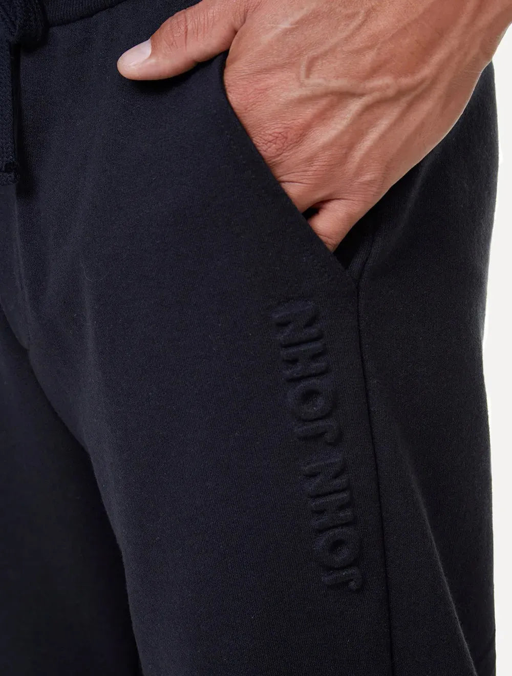 Calça John John Moletom Masculina Embossed Taupe Azul Marinho
