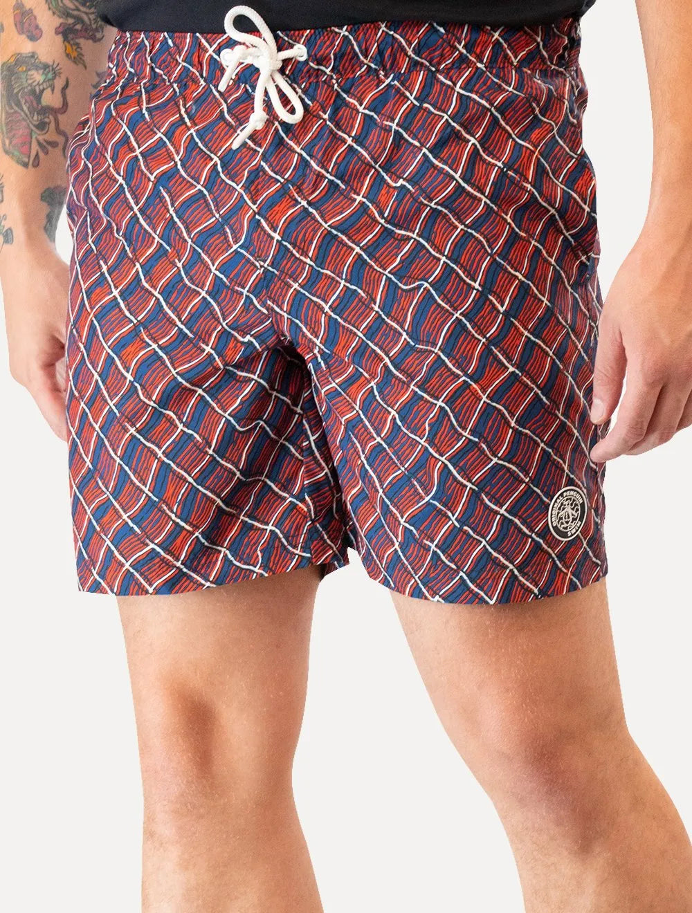 Short Original Penguin Masculino D'Água Abstract Print Vermelho/ Marinho