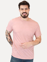 Camiseta Dudalina Masculina Cotton Regular Rosa Claro Mescla