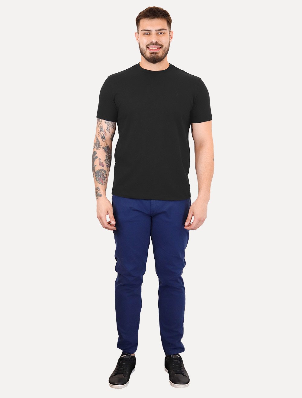 Camiseta Calvin Klein Masculina Canelada Mono Logo Preta