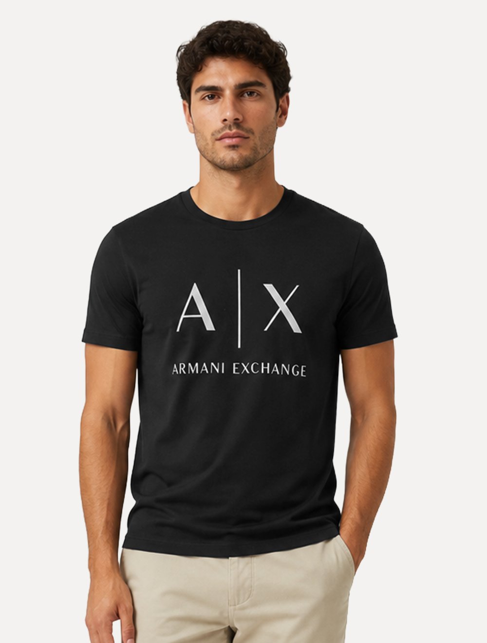 Camiseta Armani Exchange Masculina Slim Fit Big Logo Preta