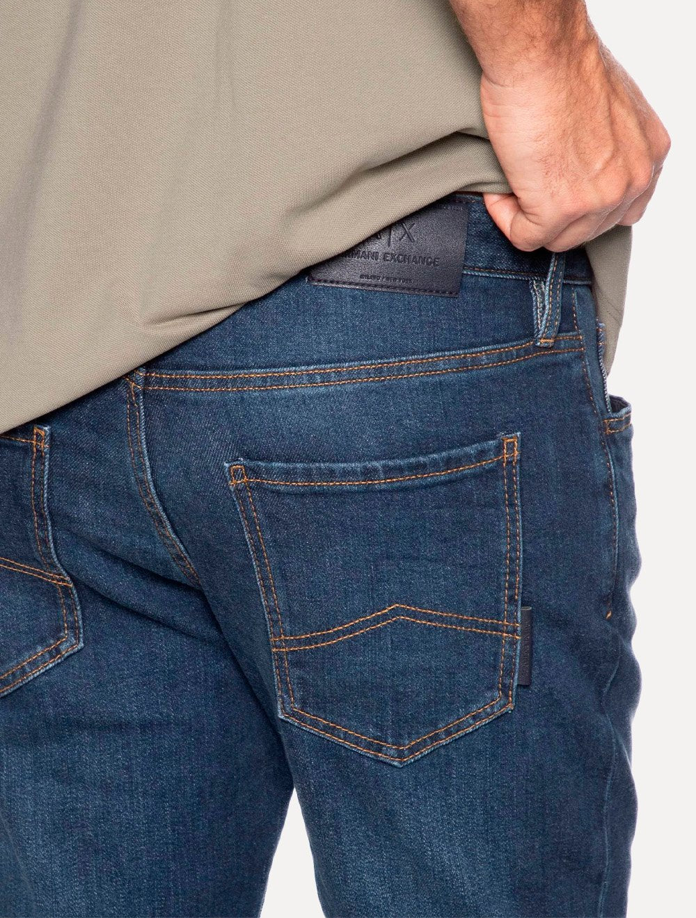 Calça Jeans Armani Exchange Masculina Skinny Fit 5 Pockets Azul Escuro