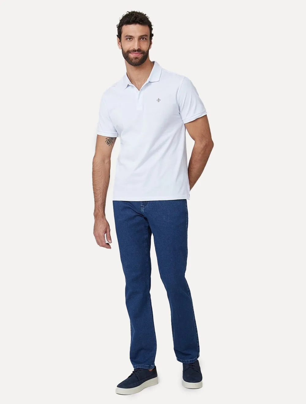Polo Dudalina Masculina Essentials Extra Cotton Brown Branca