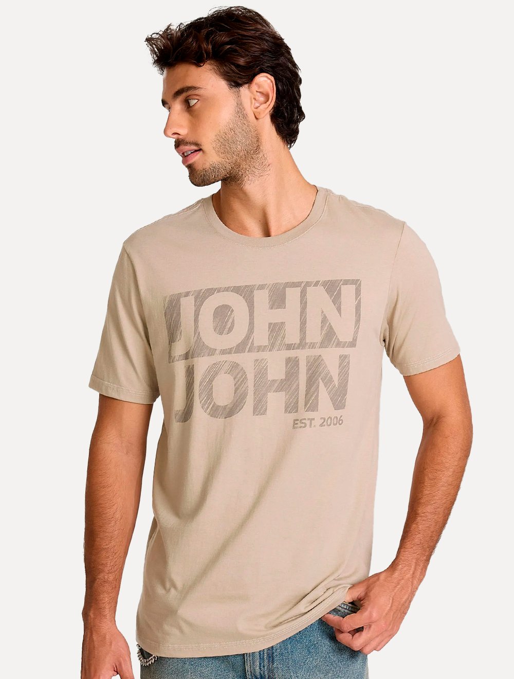 Camiseta John John Masculina Regular Fit Fall Caqui