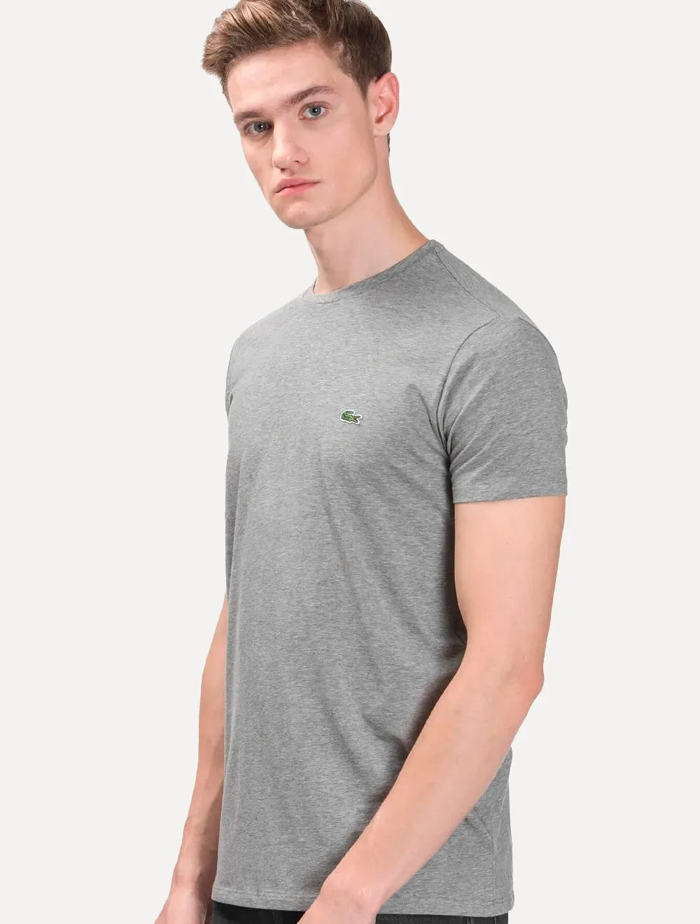 Camiseta Lacoste Masculina Jérsei Algodão Pima Cinza Mescla