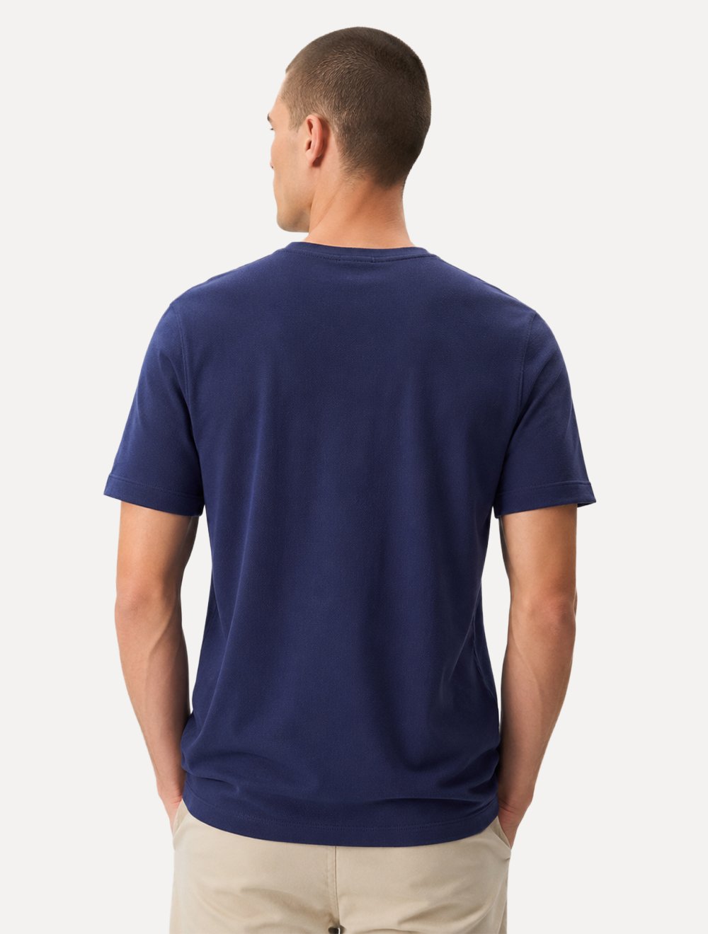 Camiseta Calvin Klein Masculina Piquet Orgânico Azul Marinho