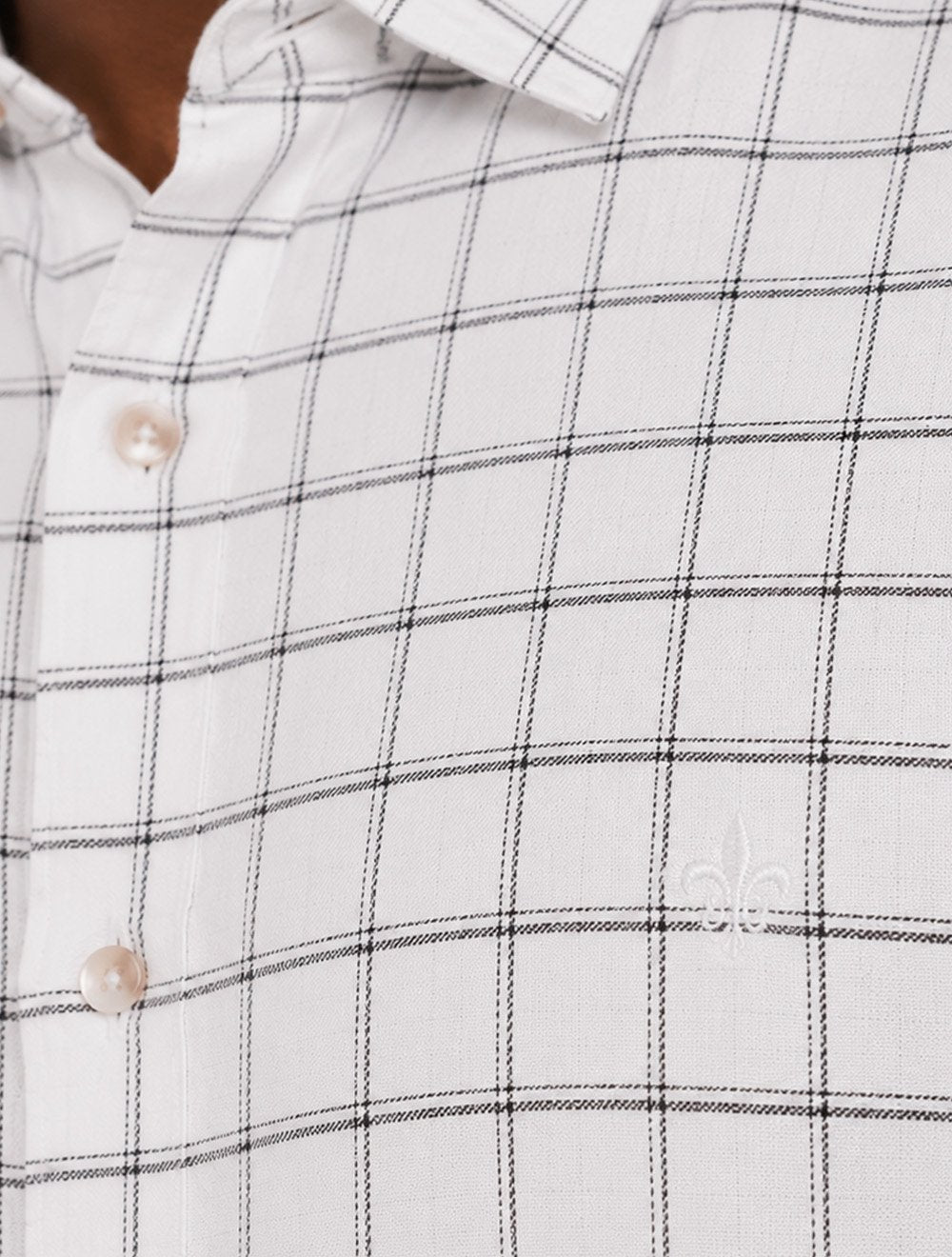 Camisa Dudalina Masculina Slim Superfine Cotton Oxford Xadrez Branca